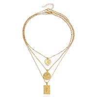 Mode-Multi-Layer-Halskette, Zinklegierung, mit Verlängerungskettchen von 5cm, goldfarben plattiert, drei Stücke & Modeschmuck & für Frau, goldfarben, Länge:47 cm, verkauft von setzen