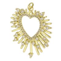 Cubic Zirconia Micro Pave Brass Pendant, Heart, gold color plated, fashion jewelry & DIY & micro pave cubic zirconia & for woman, golden, 29x34x3mm, Hole:Approx 3mm, 5PCs/Lot, Sold By Lot