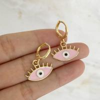 Evil Eye Øreringe, Zinc Alloy, forgyldt, mode smykker & for kvinde & emalje, flere farver til valg, 20x28mm, Solgt af par