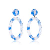 Acrylic Jewelry Earring, Ellipse, plated, fashion jewelry & for woman & hollow, more colors for choice, 30.50x63x14mm, Sold By Pair
