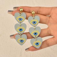 Evil Eye Earrings Acrylic plated fashion jewelry & for woman Sold By Pair