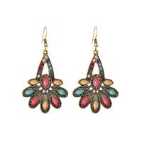 Rhinestone Earring, Tibetan Style, plated, fashion jewelry & for woman & with rhinestone, more colors for choice, 37x66mm, Sold By Pair