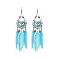 Fashion Feather Earring Zinc Alloy with Seedbead & Feather plated fashion jewelry & for woman & enamel Sold By Pair