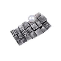 Plastic Pearl Brooch, Tibetan Style, with Plastic Pearl, plated, fashion jewelry & Unisex, more colors for choice, 30x60mm, Sold By PC