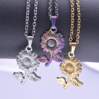 Edelstahl Schmuck Halskette, 304 Edelstahl, Sonnenblume, unisex & verschiedene Stile für Wahl, keine, 18x26mm, Länge ca. 50 cm, verkauft von PC