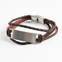 PU Leather Cord Bracelets, 304 Stainless Steel, with PU Leather, Galvanic plating, Unisex, more colors for choice, 10mm, Length:Approx 20.5 cm, Sold By PC
