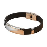 Bracelets en silicone, Acier inoxydable 304, avec silicone, unisexe, noire, 10mm, Longueur:Environ 20.5 cm, Vendu par PC