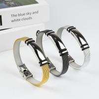 Stainless Steel Jewelry Bracelet, 304 Stainless Steel, with PVC Plastic, Galvanic plating, Unisex, more colors for choice, 10mm, Length:Approx 20.5 cm, Sold By PC