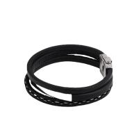 PU Leather Cord Bracelets 304 Stainless Steel with PU Leather Galvanic plating Unisex Length Approx 21.5 cm Sold By PC