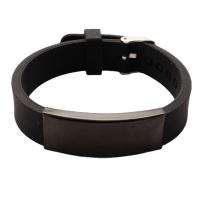 Silicone Bracelets, 304 Stainless Steel, with Silicone, Galvanic plating, Unisex, black, 14x4mm, Length:Approx 20.5 cm, Sold By PC