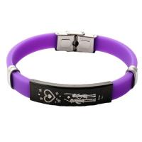 Silicone Bracelets, 304 Stainless Steel, with Silicone, Galvanic plating, Unisex, more colors for choice, Length:Approx 20.5 cm, Sold By PC