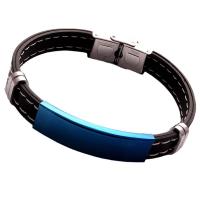 Bracelets en silicone, Acier inoxydable 304, avec silicone, vernis au four, unisexe, noire, Longueur Environ 20.5 cm, Vendu par PC