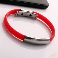 Silicone Bracelets 304 Stainless Steel with Silicone polished Unisex Length Approx 20.5 cm Sold By PC