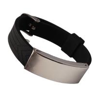 Silicone Bracelets, 304 Stainless Steel, with Silicone, polished, Unisex, black, Length:Approx 20.5 cm, Sold By PC
