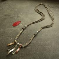 Цинковый сплав свитер цепи ожерелье, цинковый сплав, с замша & Акрил, с 3.15 наполнитель цепи, Другое покрытие, Женский, разноцветный, не содержит никель, свинец, длина:31.5 дюймовый, продается PC