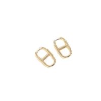 Boucles d'oreilles pendantes en laiton, Plaqué d'or 14K, pour femme, doré, protéger l'environnement, sans nickel, plomb et cadmium, 23.80x14.50mm, Vendu par PC