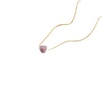 Collier en laiton, avec améthyste & quartz rose, avec 1.97 chaînes de rallonge, coeur, Plaqué d'or 14K, pour femme, plus de couleurs à choisir, protéger l'environnement, sans nickel, plomb et cadmium, Longueur:15.75 pouce, Vendu par PC