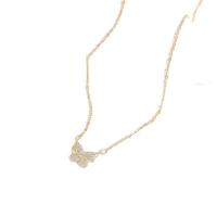 Cubic Zircon Micro Pave Brass Necklace, with 1.97 extender chain, Butterfly, 14K gold plated, micro pave cubic zirconia & for woman, golden, nickel, lead & cadmium free, Length:15.75 Inch, Sold By PC