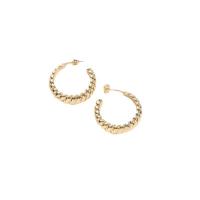 Brass Stud Earring Letter C 14K gold plated for woman golden nickel lead & cadmium free Sold By Pair