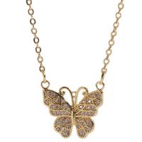 Cubic Zircon Micro Pave Brass Necklace with Plastic Pearl with 1.97 extender chain Butterfly 14K gold plated & micro pave cubic zirconia & for woman golden nickel lead & cadmium free Length 15.75 Inch Sold By PC