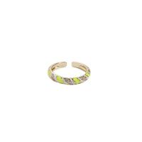 Cúbicos Circonia Micro Pave anillo de latón, metal, chapado en oro de 14 K, micro arcilla de zirconia cúbica & para mujer & esmalte, más colores para la opción, libre de níquel, plomo & cadmio, 4mm, Vendido por UD