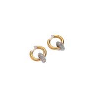 Cubic Zirconia Micro Pave Brass Earring Round 14K gold plated micro pave cubic zirconia & for woman golden nickel lead & cadmium free 19mm Sold By Pair