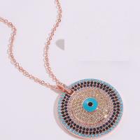Evil Eye Jewelry Necklace Brass with 1.97 extender chain rose gold color plated & micro pave cubic zirconia & for woman mixed colors nickel lead & cadmium free Length 15.75 Inch Sold By PC