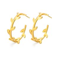 Stainless Steel Stud Earrings, 304 Stainless Steel, Vacuum Ion Plating, fashion jewelry & for woman, golden, 25x6.30mm, Sold By Pair