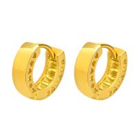 Stainless Steel Huggie Hoop Earring, 304 Stainless Steel, Vacuum Ion Plating, fashion jewelry & for woman, golden, 13x4mm, Sold By Pair