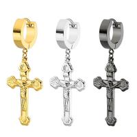 Huggie Hoop Drop Earring 304 Stainless Steel Cross plated fashion jewelry & Unisex Sold By PC