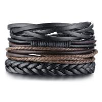 PU Leather Cord Bracelets, 4 pieces & for man, mixed colors, Length:Approx 6.69-10.43 Inch, Sold By Set