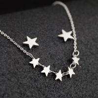Fashion Stainless Steel Jewelry Sets Stud Earring & sweater chain necklace 304 Stainless Steel with 1.97inch extender chain Star 2 pieces & fashion jewelry & for woman original color 7mm 10mm Length Approx 17.72 Inch Sold By Set