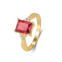 Strasszos Finger Ring, Sárgaréz, Négyzet, arany színű aranyozott, divat ékszerek & különböző méretű a választás & a nő, több színt a választás, nikkel, ólom és kadmium mentes, 11x7mm, Méret:6-10, Által értékesített PC