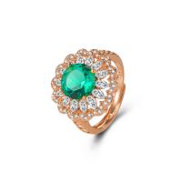 Vještački dijamant Ring Finger, Mesing, Cvijet, pozlaćen, modni nakit & za žene & s Rhinestone, više boja za izbor, nikal, olovo i kadmij besplatno, 18mm,2mm, Prodano By PC
