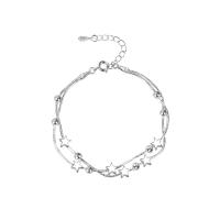Brass Bracelet & Bangle with 4cm extender chain Star platinum color plated fashion jewelry & for woman platinum color nickel lead & cadmium free Length Approx 16.5 cm Sold By PC