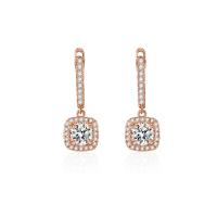 Cubic Zirconia Micro Pave Brass Earring, Square, plated, fashion jewelry & micro pave cubic zirconia & for woman, more colors for choice, nickel, lead & cadmium free, 10x26mm, Sold By Pair