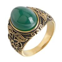 Пальцевидное Кольцо Титановой Стали, титан, с Полудрагоценный камень, плакирован золотом, Мужская & разный размер для выбора, Много цветов для выбора, продается PC