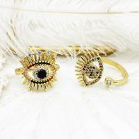 Evil Eye Jewelry Ring Finger, cobre, olho, cromado de cor dourada, Ajustável & Vario tipos a sua escolha & micro pavimento em zircônia cúbica & para mulher, dourado, 10PCs/Lot, vendido por Lot