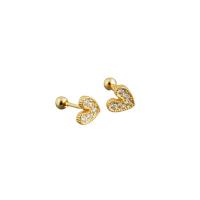 Cubic Zirconia Micro Pave Sterling Silver Earring 925 Sterling Silver Heart plated micro pave cubic zirconia & for woman 11.20mm Sold By Pair
