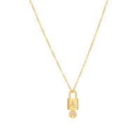 Cubic Zircon Micro Pave Brass Necklace Lock real gold plated & micro pave cubic zirconia & for woman gold Length Approx 20 Inch Sold By PC