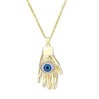 Evil Eye Jewelry Necklace, Brass, with Plastic, real gold plated, Unisex & different styles for choice, gold, 22x1mm, Length:Approx 20 Inch, Sold By PC