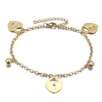 Stainless Steel Anklet, Titanium Steel, Heart, Vacuum Ion Plating, fashion jewelry & for woman & hollow, more colors for choice, 18x15mm, Length:Approx 8.9 Inch, Sold By PC