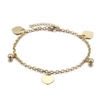 Stainless Steel Anklet, Titanium Steel, Heart, Vacuum Ion Plating, fashion jewelry & for woman, more colors for choice, 14x13mm, Length:Approx 8.9 Inch, Sold By PC