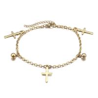 Stainless Steel Anklet Titanium Steel Cross Vacuum Ion Plating fashion jewelry & for woman Length Approx 9 Inch Sold By PC