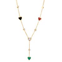 Titanium Steel Necklace, with Shell, with 1.97inch extender chain, real gold plated, for woman & enamel & with rhinestone, more colors for choice, 9mm, Length:Approx 16 Inch, Sold By PC
