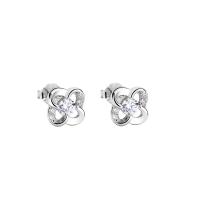Rhinestone Earring, Brass, Four Leaf Clover, plated, fashion jewelry & for woman & with rhinestone, more colors for choice, nickel, lead & cadmium free, 6.60mm, Sold By Pair