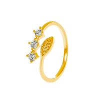 Strasszos Finger Ring, Sárgaréz, arany színű aranyozott, divat ékszerek & a nő, több színt a választás, 17mm, Által értékesített PC