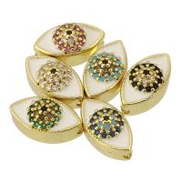Fashion Evil Eye Jewelry Beads, Brass, gold color plated, fashion jewelry & DIY & micro pave cubic zirconia & for woman & enamel, more colors for choice, 15x8x7mm, Hole:Approx 1mm, 10PCs/Lot, Sold By Lot