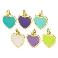 Messing hart hangers, gold plated, mode sieraden & DIY & voor vrouw & glazuur, meer kleuren voor de keuze, 12.50x13x2mm, Gat:Ca 3mm, 10pC's/Lot, Verkocht door Lot