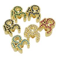 Perles cubes en laiton zircon Micro Pave, Placage de couleur d'or, bijoux de mode & DIY & pavé de micro zircon & pour femme, plus de couleurs à choisir, 10x11x4.50mm, Trou:Environ 1.5mm, 10PC/lot, Vendu par lot